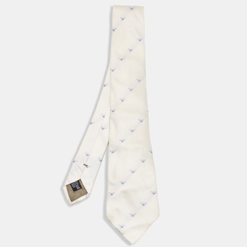 Emporio Armani Cream Logo Jacquard Silk Traditional Tie - Emporio Armani - Modalova