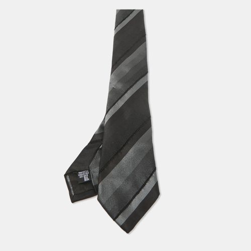 Emporio Armani Black Striped Silk Skinny Tie - Emporio Armani - Modalova