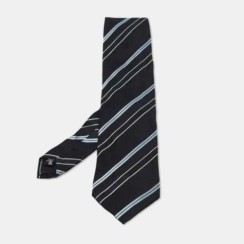 Emporio Armani Black Striped Silk Traditional Tie - Emporio Armani - Modalova