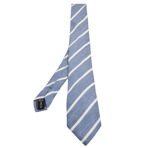 Emporio Armani Blue Striped Linen & Silk Tie - Emporio Armani - Modalova