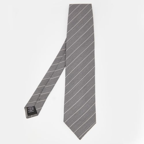 Emporio Armani Grey Striped Silk Tie - Emporio Armani - Modalova