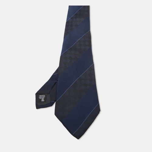 Navy Diagonal Stripe Silk Tie - Emporio Armani - Modalova