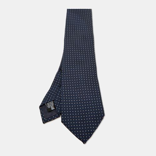 Emporio Armani Navy Blue Jacquard Silk Tie - Emporio Armani - Modalova