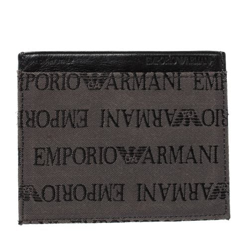 Emporio Armani Grey/Black Leather Card Holder - Emporio Armani - Modalova