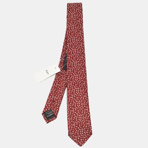 Ermenegildo Zegna Red Patterned Silk Skinny Tie - Ermenegildo Zegna - Modalova