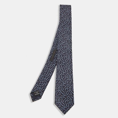 Ermenegildo Zegna Navy Blue Patterned Silk Skinny Tie - Ermenegildo Zegna - Modalova