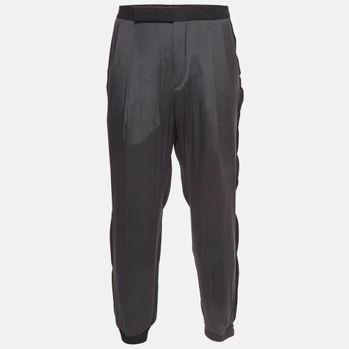 Ermenegildo Zegna Couture Black Silk Paneled Gabardine Joggers XXXL - Ermenegildo Zegna - Modalova