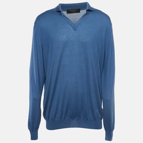 Ermenegildo Zegna Couture Blue Cashmere Knit Polo T-Shirt 3XL - Ermenegildo Zegna - Modalova