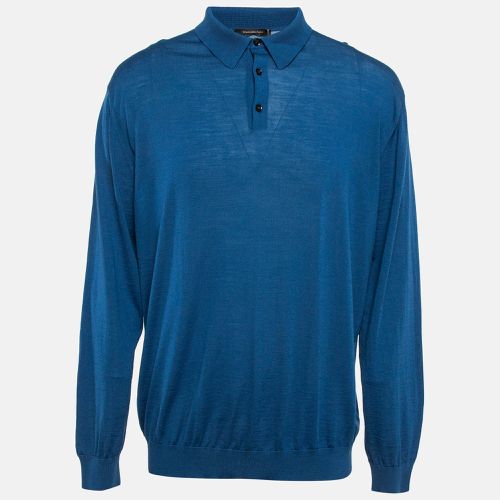 Ermenegildo Zegna Blue Wool Knit Long Sleeve Polo T-Shirt 4XL - Ermenegildo Zegna - Modalova