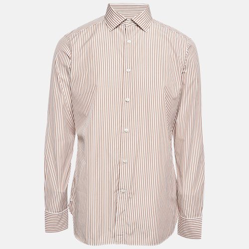 Ermenegildo Zegna Brown Striped Cotton Long Sleeve Shirt L - Ermenegildo Zegna - Modalova