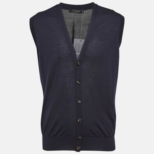 Ermenegildo Zegna Navy Blue Knit Sleeveless Button Front Cardigan L - Ermenegildo Zegna - Modalova