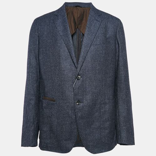 Ermenegildo Zegna Navy Blue Patterned Wool Blazer XXL - Ermenegildo Zegna - Modalova