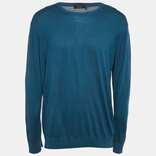 Ermenegildo Zegna Blue Cotton Knit Crew Neck Sweatshirt 4XL - Ermenegildo Zegna - Modalova