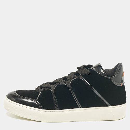 Ermenegildo Zegna Black Patent Leather and Velvet Lace Up Sneakers Size 39.5 - Ermenegildo Zegna - Modalova