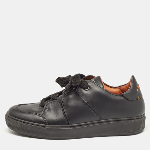 Ermenegildo Zegna Black Leather Triple Stitch Sneakers Size 39 - Ermenegildo Zegna - Modalova