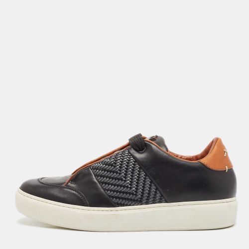 Ermenegildo Zegna Black Leather Triple Stitch Slip On Sneakers Size 40 - Ermenegildo Zegna - Modalova