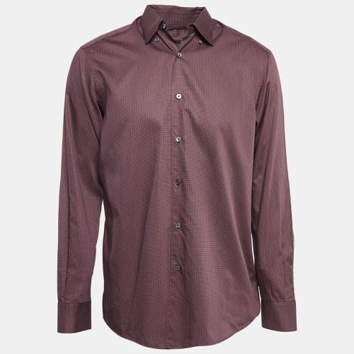 Ermenegildo Zegna Burgundy Printed Cotton Button Down Shirt L - Ermenegildo Zegna - Modalova