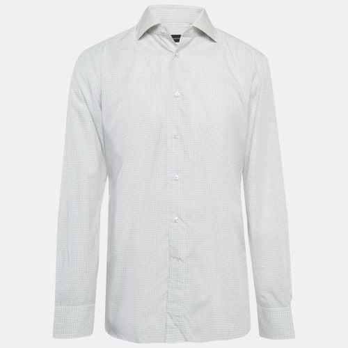 Ermenegildo Zegna White Checked Cotton Shirt L - Ermenegildo Zegna - Modalova