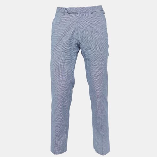 Ermenegildo Zegna Blue Houndstooth Cotton Slim Fit Pants M - Ermenegildo Zegna - Modalova