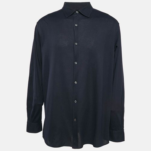 Ermenegildo Zegna Navy Blue Cotton Pique Button Front Shirt XXL - Ermenegildo Zegna - Modalova