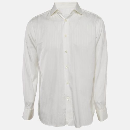 Ermenegildo Zegna White Stripe Cotton Regular Fit Shirt M - Ermenegildo Zegna - Modalova