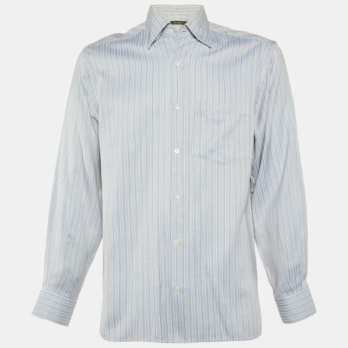 Ermenegildo Zegna Light Blue Striped Cotton Long Sleeve Shirt M - Ermenegildo Zegna - Modalova