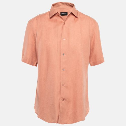 Ermenegildo Zegna Dust Pink Linen Short Sleeve Shirt L - Ermenegildo Zegna - Modalova