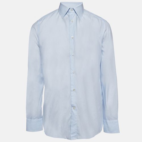 Ermenegildo Zegna Plaid Cotton Blue Button Up Shirt L - Ermenegildo Zegna - Modalova