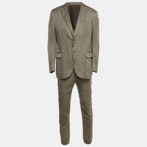 Ermenegildo Zegna Grey Patterned Linen Blend Suit L - Ermenegildo Zegna - Modalova
