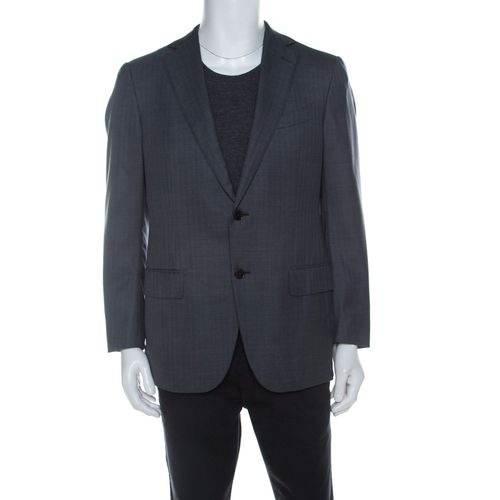 Ermenegildo Zegna Grey and Blue Pinstripe Wool Blazer L - Ermenegildo Zegna - Modalova