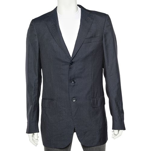 Ermenegildo Zegna Dark Blue Tonal Striped Wool Blazer L - Ermenegildo Zegna - Modalova