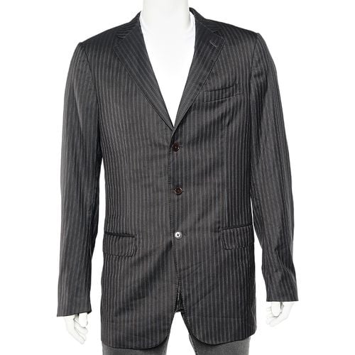 Ermenegildo Zegna Dark Brown Tonal Striped Wool Blazer L - Ermenegildo Zegna - Modalova