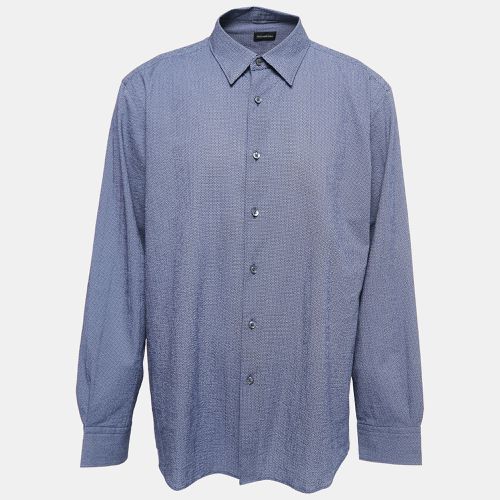 Ermenegildo Zegna Blue Patterned Cotton Button Front Shirt 3XL - Ermenegildo Zegna - Modalova