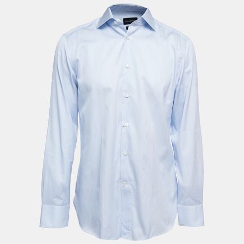 Ermenegildo Zegna Blue Striped Cotton Trofeo Tailored Fit Button Front Shirt XXL - Ermenegildo Zegna - Modalova