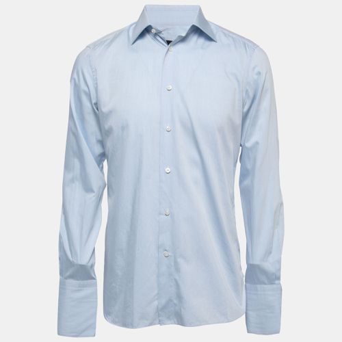 Ermenegildo Zegna Light Blue Cotton Full Sleeve Button Front Full Sleeve Shirt M - Ermenegildo Zegna - Modalova