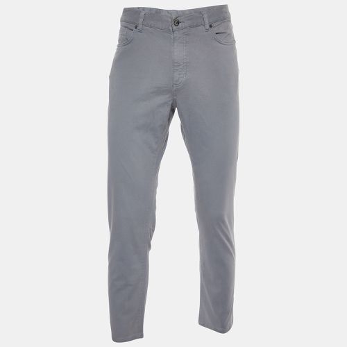 Zegna Grey Cotton Regular Fit City Trousers M/Waist 34" - Ermenegildo Zegna - Modalova