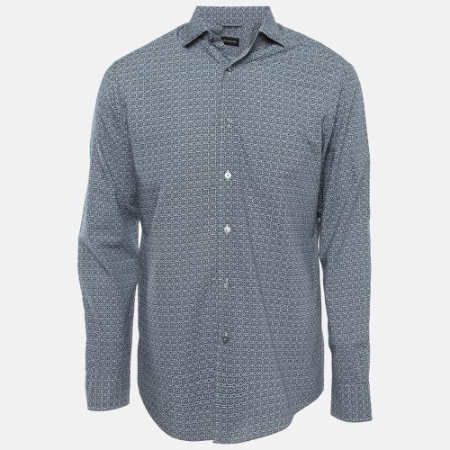 Ermenegildo Zegna Blue Printed and Textured Cotton Shirt M - Ermenegildo Zegna - Modalova