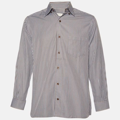 Micro Checked Cotton Button Down Shirt M - Ermenegildo Zegna - Modalova