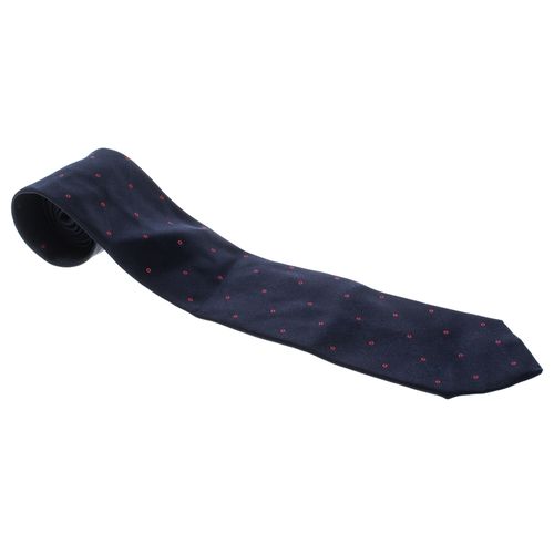 Ermenegildo Zegna Navy Blue Contrast Circle Print Silk Tie - Ermenegildo Zegna - Modalova