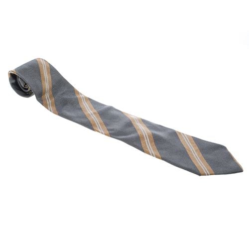 Ermenegildo Zegna Vintage Black and Brown Diagonal Striped Silk Jacquard Tie - Ermenegildo Zegna - Modalova