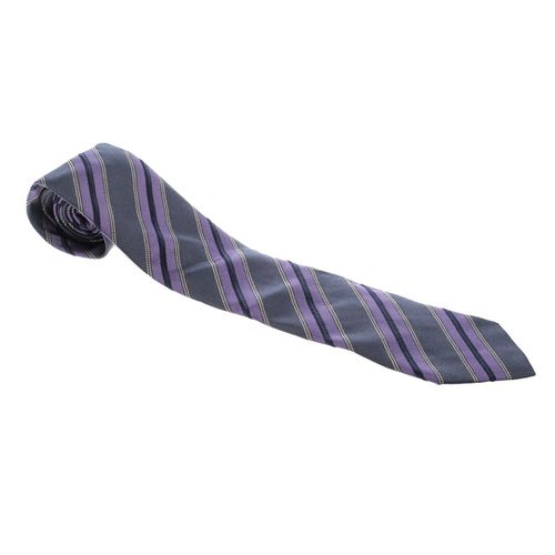 Ermenegildo Zegna Grey and Purple Diagonal Striped Silk Jacquard Tie - Ermenegildo Zegna - Modalova