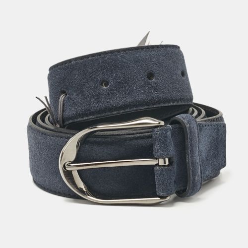 Ermenegildo Zegna Dark Blue Suede Buckle Belt 120 CM - Ermenegildo Zegna - Modalova