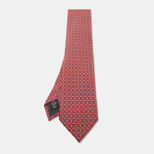 Ermenegildo Zegna Red Jacquard Silk Tie - Ermenegildo Zegna - Modalova