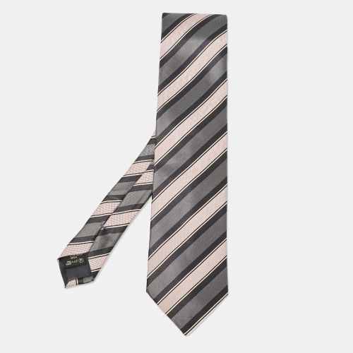 Ermenegildo Zegna Grey Striped Silk Tie - Ermenegildo Zegna - Modalova