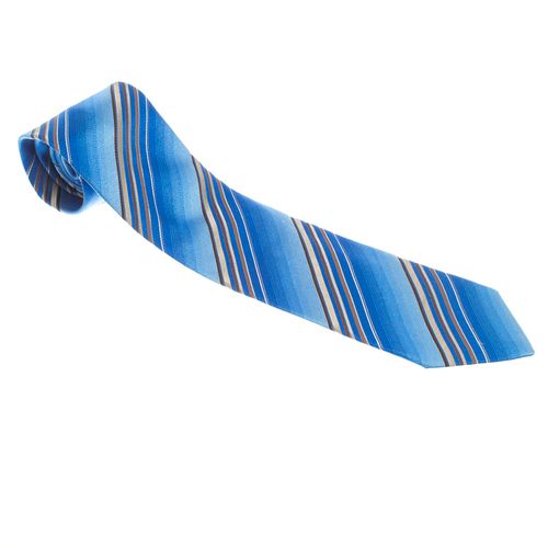 Ermenegildo Zegna Blue Diagonal Striped Silk Tie - Ermenegildo Zegna - Modalova