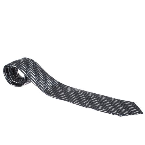 Ermenegildo Zegna Vintage Grey Geometric Patterned Jacquard Silk Tie - Ermenegildo Zegna - Modalova