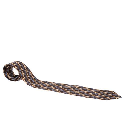 Ermenegildo Zegna Vintage Brown & Blue Scroll Print Silk Tie - Ermenegildo Zegna - Modalova