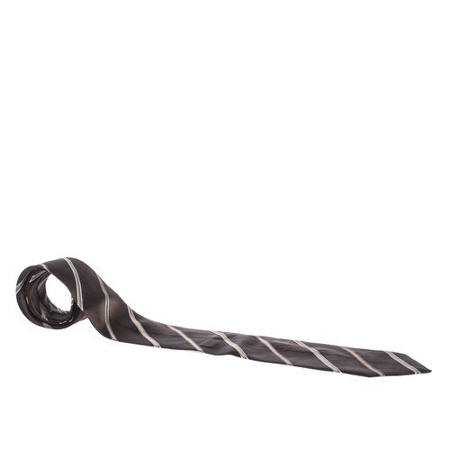 Ermenegildo Zegna Brown Diagonal Striped Traditional Silk Tie - Ermenegildo Zegna - Modalova