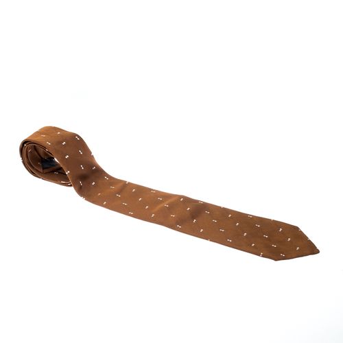 Ermenegildo Zegna Brown Patterned Silk Jacquard Tie - Ermenegildo Zegna - Modalova