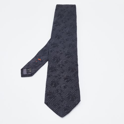 Ermenegildo Zegna Black Floral Jacquard Tie - Ermenegildo Zegna - Modalova